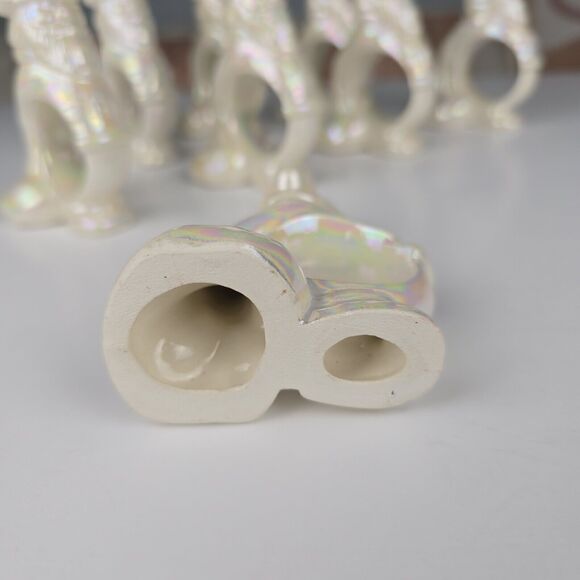 8 pc Vintage Iridescent Santa Claus Lusterware Napkin Rings Holders Christmas - Picture 11 of 12